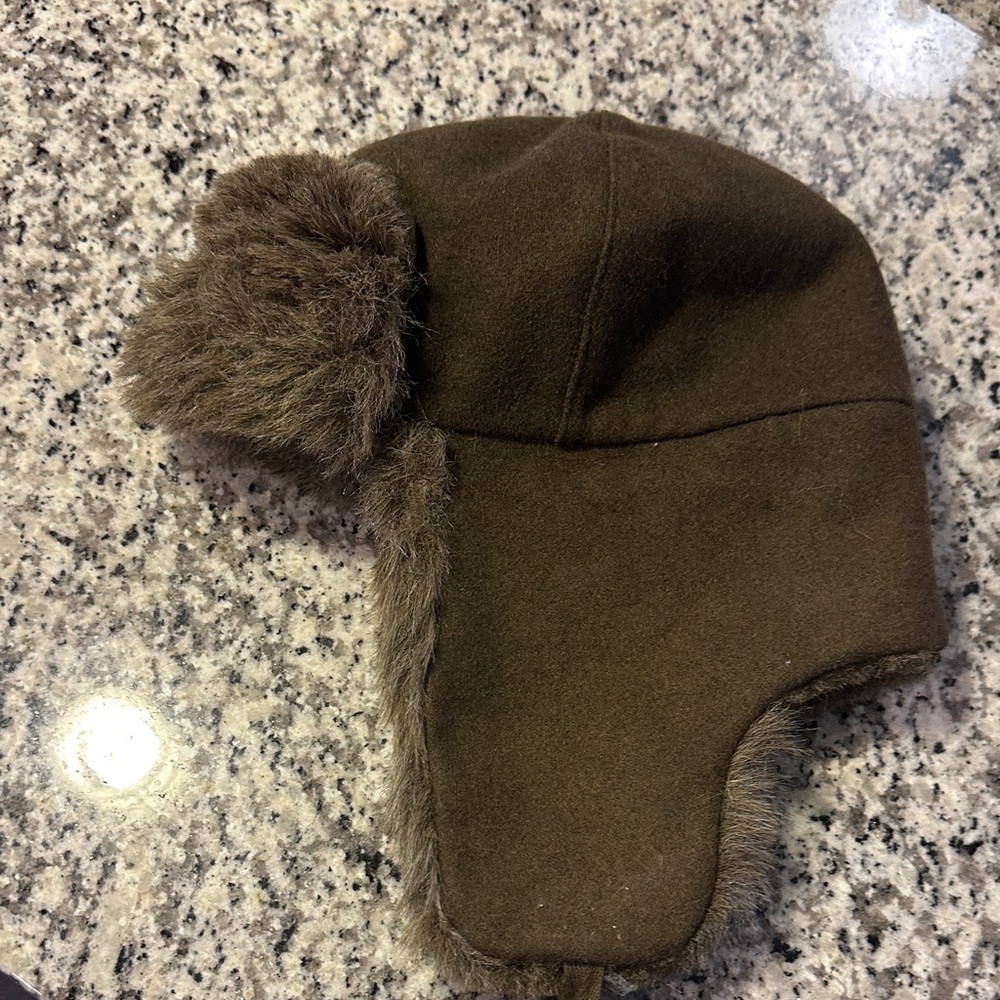 Kangol Dark Brown Fur-Trimmed Trapper Hat
